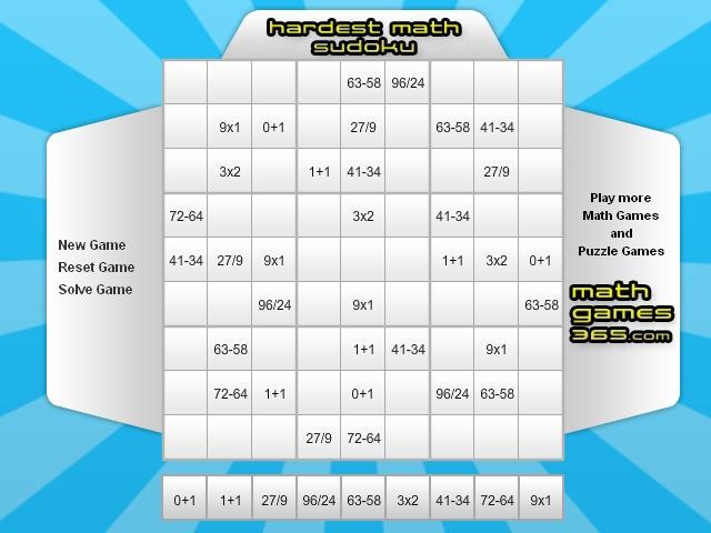 Online hra Matematick SuDoKu